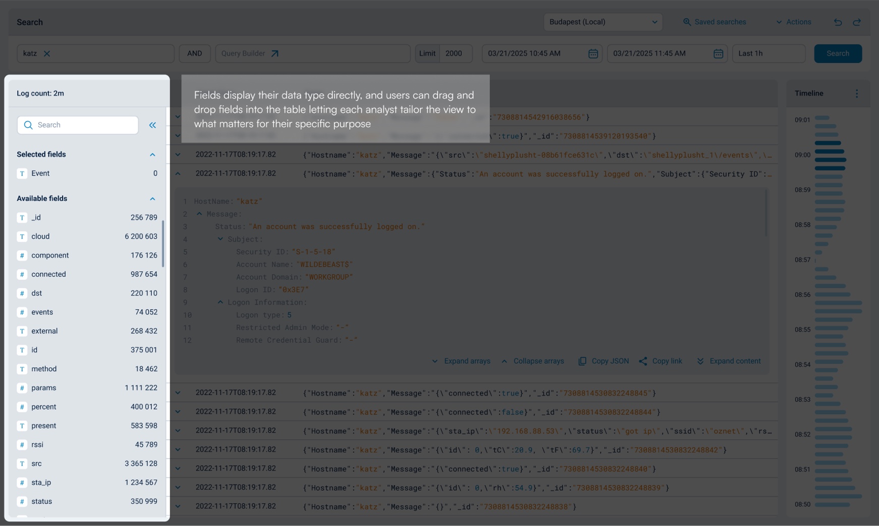 Highlight 4 of the redesigned log search
